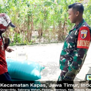 Babinsa Padang Mentoyo Kapas Bojonegoro dampingi Sergab Panen Padi 4 Ton