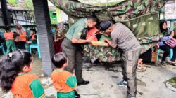 Gembiranya Anak Anak Sekolah kunjungi Markas Koramil Sumberrejo Bojonegoro