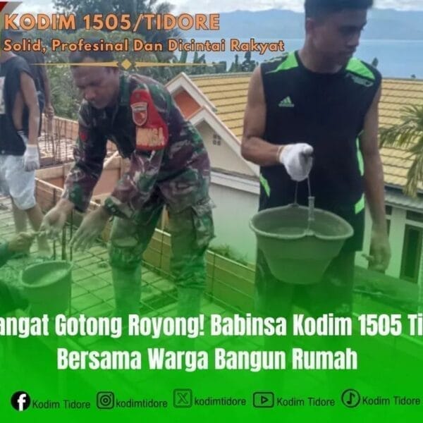 Semangat Gotong Royong, Babinsa Kodim 1505 Tidore Bersama Warga Bangun Rumah