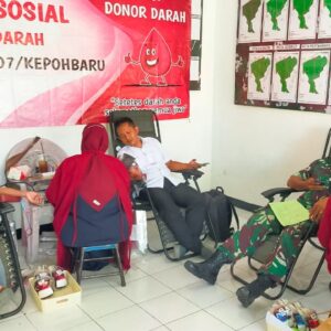 Peduli Kesehatan Masyarakat, Koramil Kepohbaru Bojonegoro Gelar Bakti Sosial Donor Darah
