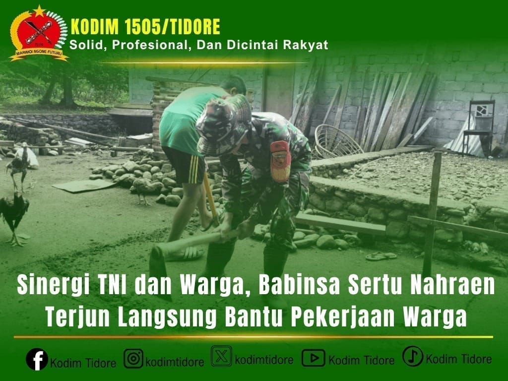 Sinergi TNI dan Warga, Babinsa Sertu Nahraen Terjun Langsung Bantu Pekerjaan Warga