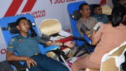 Lantamal XIV Turut Serta Donor Darah HUT Bhayangkara Ke-79, Wujud Kepedulian Dan Sinergitas