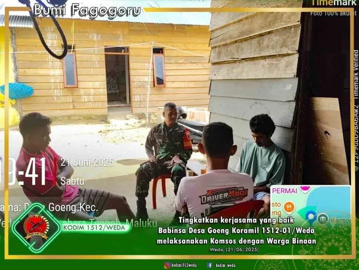 Tingkatkan kerjasama yang baik Babinsa Desa Goeng Koramil 1512-01/Weda melaksanakan Komsos dengan Warga Binaan