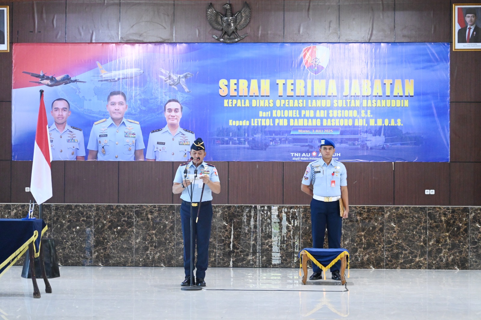 Danlanud Sultan Hasanuddin Pimpin Serah Terima Jabatan Kepala Dinas Operasi