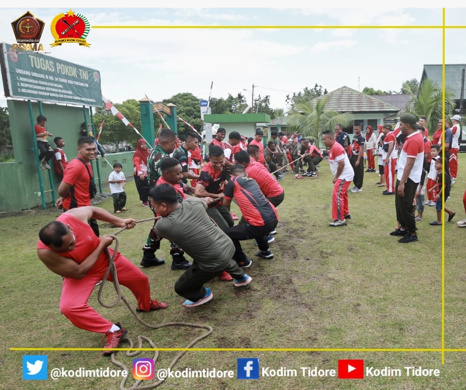 Penuh Tawa dan Kekompakan, Kodim 1505/Tidore Meriahkan HUT RI ke-80 dengan Lomba Tradisional