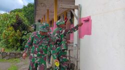 Sambut HUT Ke-80 TNI, Kodim 1710/Mimika Gelar Karya Bakti Perbaikan Sekolah