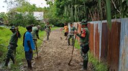 Bakti Nyata Jelang HUT Ke-80 TNI, Kodim 1710/Mimika Perbaiki Jalan Kampung