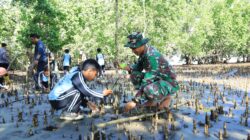 Lestarikan Pantai, Satgas TMMD Kodim 1505/Tidore Galakkan Penanaman Mangrove di Oba Selatan