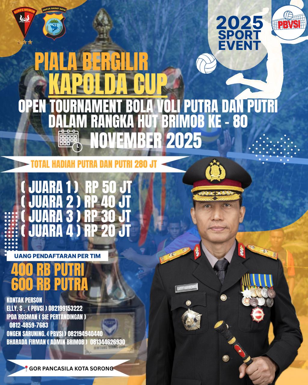 Polda Papua Barat Daya Gelar Sport Event 2025 Piala Bergilir Kapolda Cup, Memperingati HUT Brimob ke-80