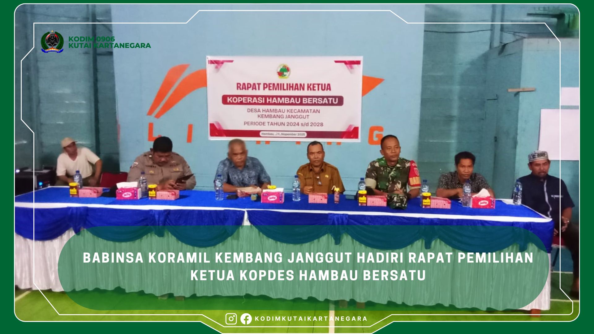 Babinsa Koramil Kembang Janggut Hadiri Rapat Pemilihan Ketua Kopdes Hambau Bersatu