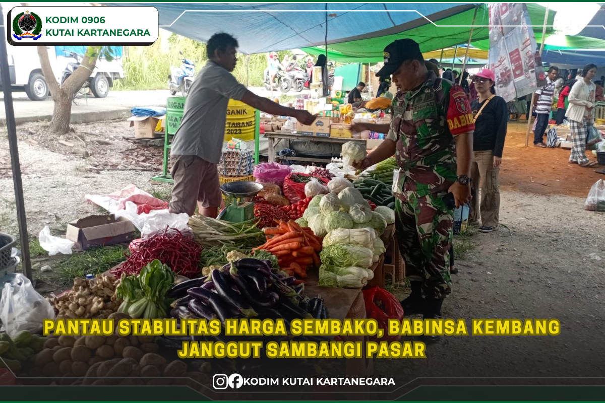 Pantau Stabilitas Harga Sembako, Babinsa Kembang Janggut Sambangi Pasar