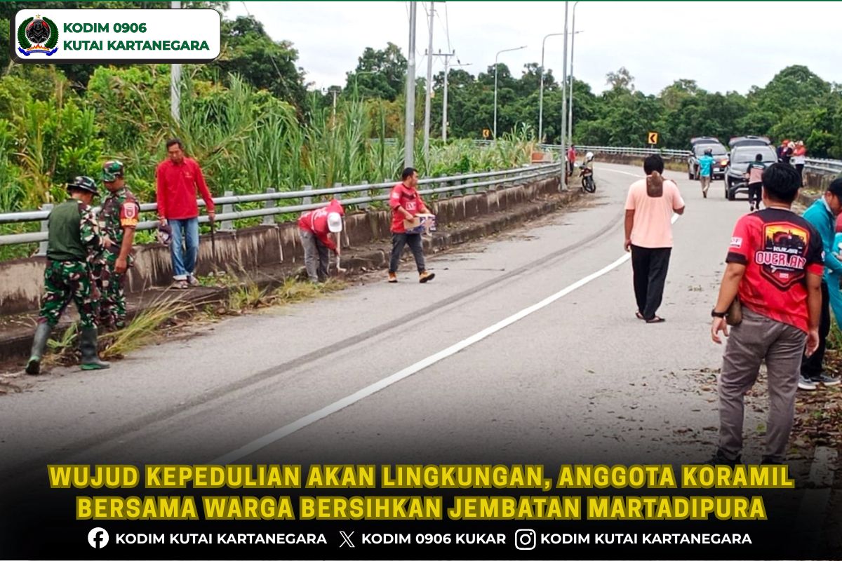 Wujud Kepedulian Akan Lingkungan, Anggota Koramil Bersama Warga Bersihkan Jembatan Martadipura Wujud Kepedulian Akan Lingkungan, Anggota Koramil Bersama Warga Bersihkan Jembatan Martadipura