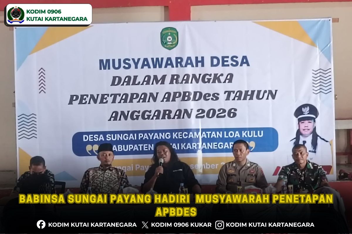 Babinsa Sungai Payang Hadiri Musyawarah Penetapan APBDes Babinsa Sungai Payang Hadiri Musyawarah Penetapan APBDes