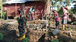 Personel Satgas TMMD Ke-127 Kodim 1514/Morotai Lanjutkan Pembangunan MCK di Desa Dehegila