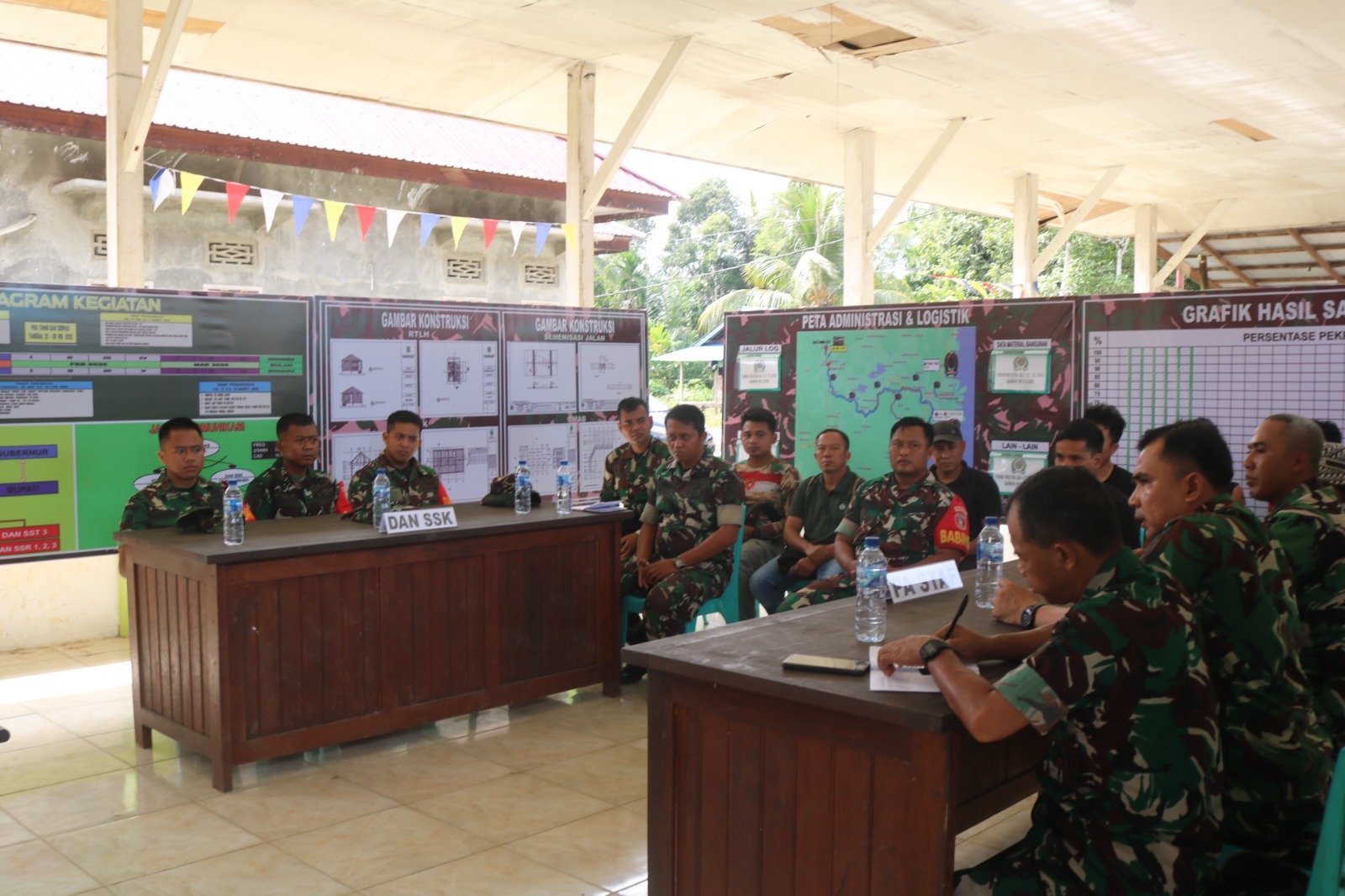 Dansatgas TMMD Wiltas Ke-127 Kodim 0912/Kubar Gelar Evaluasi di Posko Linggang Amer