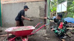 Dansatgas TMMD Turun Langsung Bantu Pekerjaan RTLH di Kampung Linggang Amer