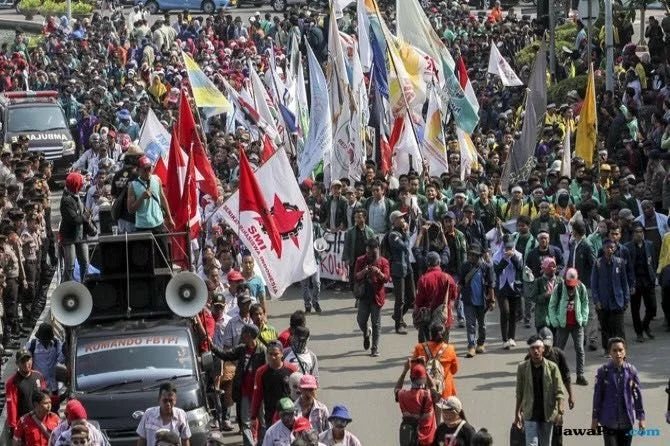 Persiapan Untuk Demontrasi Buruh Besok di Jakarta