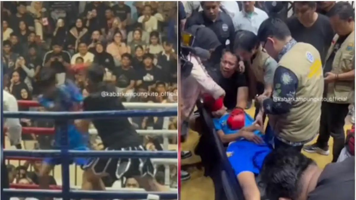 Duel Tinju Hiburan Berujung Tegang, Dede Sunandar Tak Sadarkan Diri di Ring