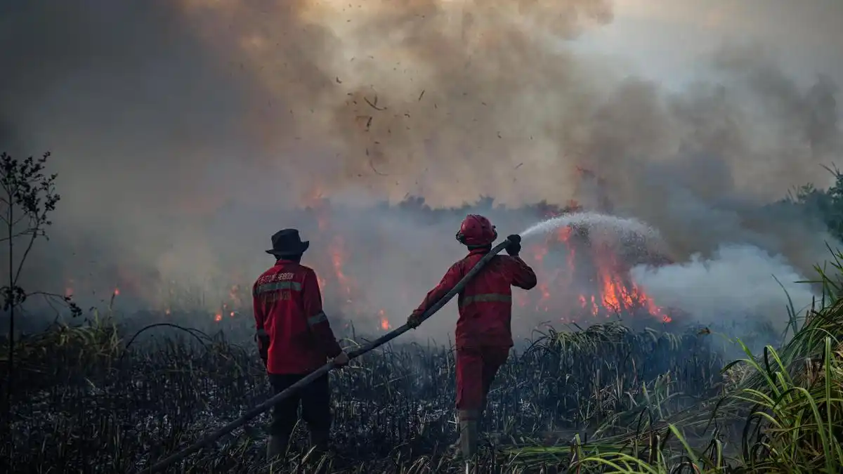 Asap Tebal Hentikan Sementara Operasi Lima Helikopter Pemadam Karhutla di Sumsel