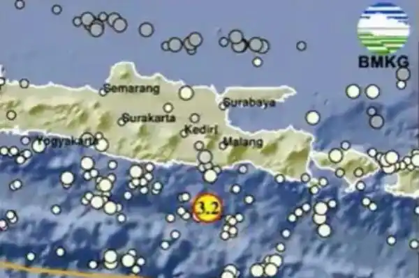 Gempa Magnitudo 3,2 Tercatat di Laut Selatan Kabupaten Malang